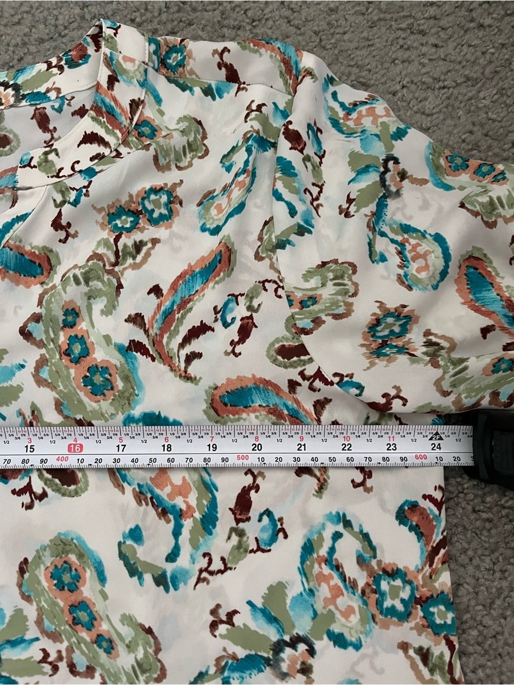 Cato Cream Paisley Blouse with Teal & Brown Accents - Picture 4 of 8